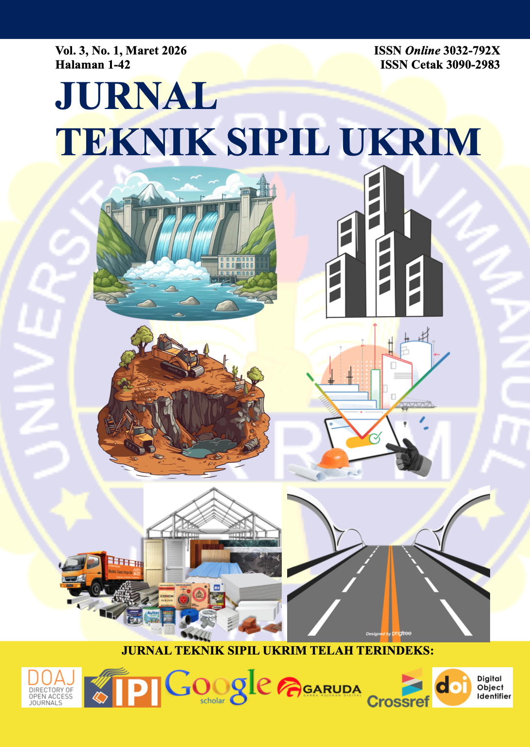 					View Vol. 3 No. 1 (2026): Jurnal Teknik Sipil UKRIM (JTS UKRIM)
				